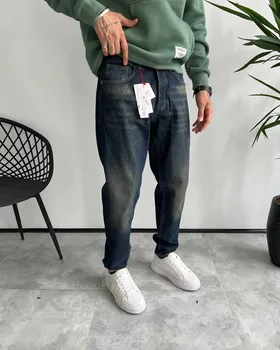 شلوار مام فیت آبی سرمه ای کثیفشور ZARA