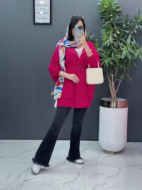 مانتو کلاهدار جلوزیپ