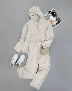 ست هودی و شلوار بافت کد 4175