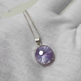 گردنبند نقره با سنگ آمیتیست جواهری (بدون زنجیر)