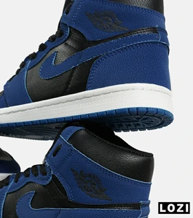 کفش کتانی مردانه و زنانه ساق‌دار مشکی آبی NIKE jordan 1