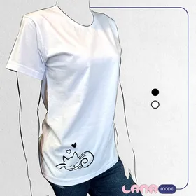 تیشرت طرح Catty (رنگ مشکی و سفید)