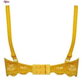 سوتین زنانه پانیذ زرد مدل فنردار گیپوری کد 66367-new