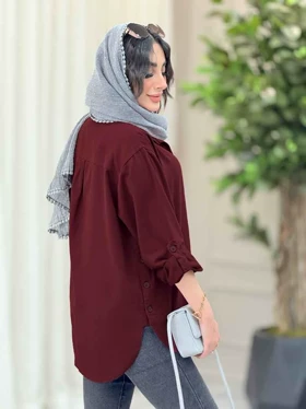مانتو کتان بغل سه دکمه