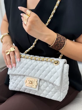 کیف زنانه چرم خوشه (طوسی)