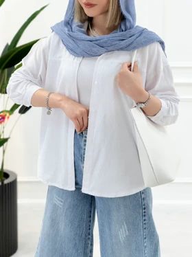 شومیز زنانه جلو دکمه آیدا - سفید