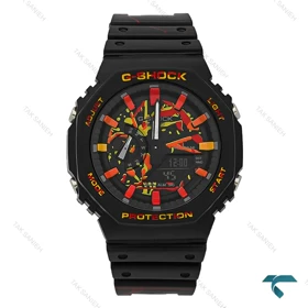 ساعت جیشاک GA2100 مردانه مشکی صفحه نارنجی GShock-8386-G