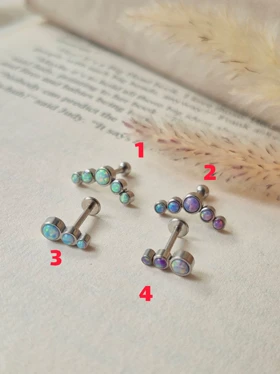 پیرسینگ گوش سنگ اوپال تیتانیومم