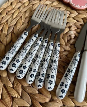 ست کارد و چنگال میوه خوری دنی هوم گل سرمه ای /A0299