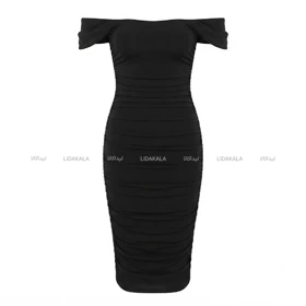 پیراهن دکلته استین افتاده رنگ مشکی برند سونتی کد 068
