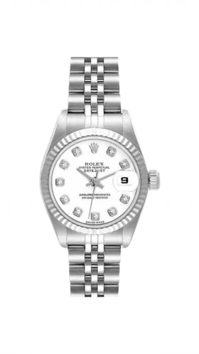 ساعت رولکس دیت جاست مردانه نقره ای صفحه سفید ایندکس نگین Rolex Datejust