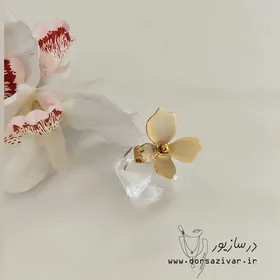 انگشتر استیل گل طلایی