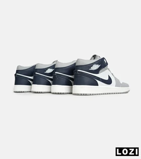 کفش کتانی ساق‌دار مردانه و زنانه سفید سرمه ای طوسی NIKE jordan 1