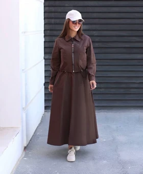 ست بامبر دامن زنانه کتان تی سی