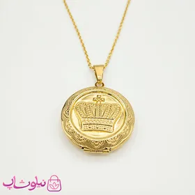 گردنبند لاکت دایره طرح تاج طلایی