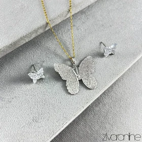 نیم ست پروانه شاینی دورنگ 10189