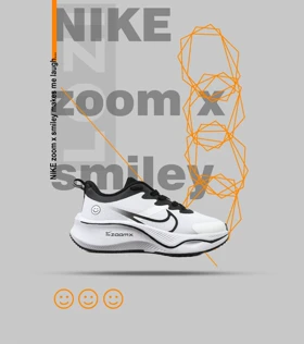 کفش کتانی بزرگ پا سفید مشکی NIKE zoom x smiley