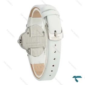 ساعت ونکلیف Alhambra زنانه نقره ای بند چرم سفید دورنگین VanCleef-7989-L