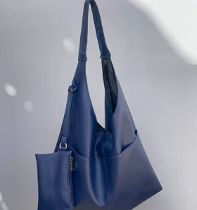 کیف چرمی شل دو تیکه 1319 (سورمه ای)