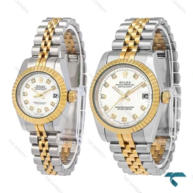 ساعت مچی ست Rolex دورنگ طلایی صفحه سیلور Rolex-7159-S