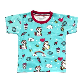 ست تیشرت و شلوار دخترانه مدل اسب تک شاخ کد PJ1070