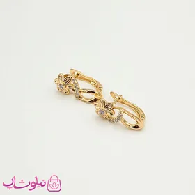 گوشواره زنانه ژوپینگ طرح گل با نگین سفید