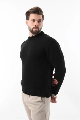 ژاکت بافتنی مردانه Black Crew Neck Overfit E7402