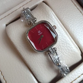 ساعت مچی زنانه فلورا بند مدل تیفانی صفحه قرمز(چری)