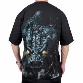 تیشرت آستین کوتاه مردانه مشکی مدل مار