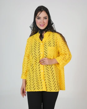 شومیز سوزن دوزی زرد کد 01 (511)
