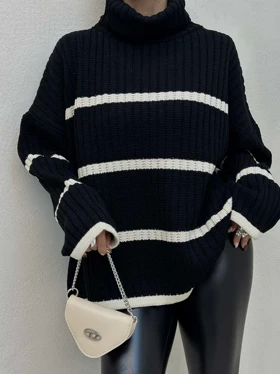 بافت یقه اسکی نواردار