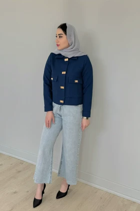 کراپ کت ژاکارد پفکی