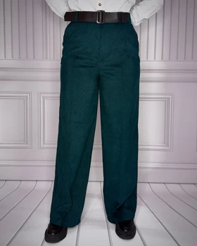 خرید شلوار بگ مخمل کبریتی سبز زنانه قد 107 سایز بندی 40 تا 48 Women's Green Corduroy Baggy Pants کد 914101