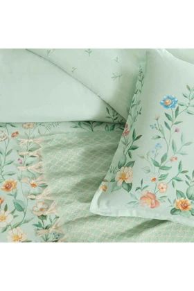 سرویس روتختی دو نفره Taç مدل Florielle پنبه - نعنایی