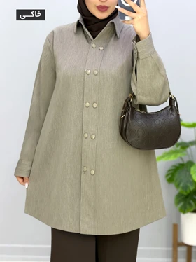 مانتو جلودکمه کارتیر ستوده کد 9574031 (خاکی)