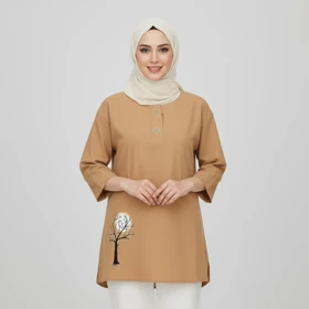 شومیز آستین سه ربع یقه گرد زنانه