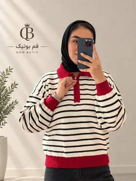 بولیز بافت یقه نیم زیپ_3033