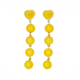 گوشواره فانتزی مدل آویز مروارید زرد