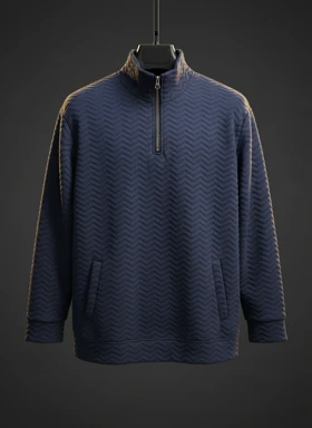 ژاکت دورس نیم زیب رنگ سرمه ای استایل لش لانگ کیفیت عالی