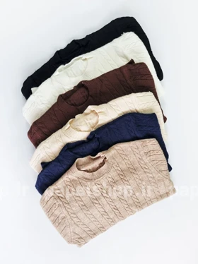 بلوز بافت یقه گرد موج دار