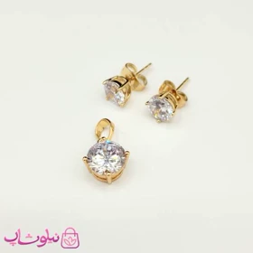 نیم ست زنانه مینیمال ژوپینگ مدل نگین دایره سفید