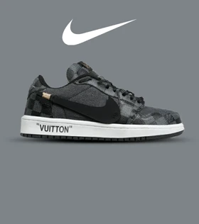 کفش کتانی مردانه و زنانه طوسی مشکی NIKE jordan 1 x LOUIS VUITTON مدل 6931