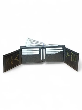 کیف پول جیبی مردانه چرم طبیعی مدل دو آلبوم