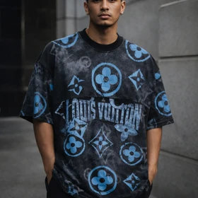 مسترکوالیتیتیشرت مشکی کاستوم شده دو تیکه پشت و رو چاپ باکسی لش / فوق‌العاده جذاب و با کیفیت