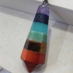 گردنبند هفت چاکرا کرواتی اصل با زنجیر (همراه با زنجیر استیل و بند چرمی)