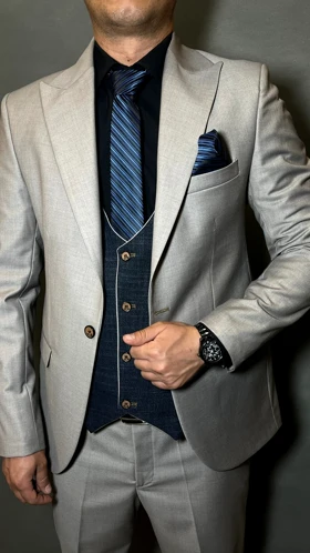 ست کت و شلوار جلیقه دبل فیس نباتی آلتین کش