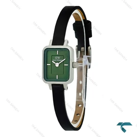 دنیل ولینگتون Quadro Mini زنانه سیلور صفحه سبز بند چرم DW-7973-L