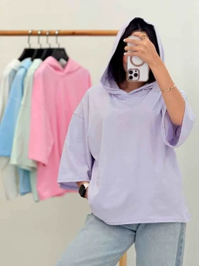 تیشرت باکسی کلاه دار