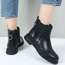 نیم بوت زنانه رنگ مشکی مدل دو کش حلقه فلوتر کد 41640