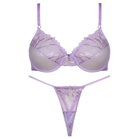 ست شورت و سوتین زنانه فیتن مدل فنردار گیپور طرح دار یاسی کد 4952-10